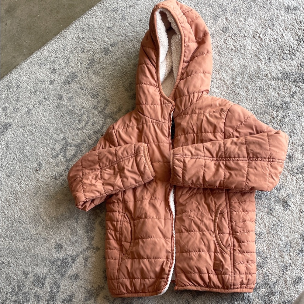 Rip Curl Quilted Hooded Jacket in Rust